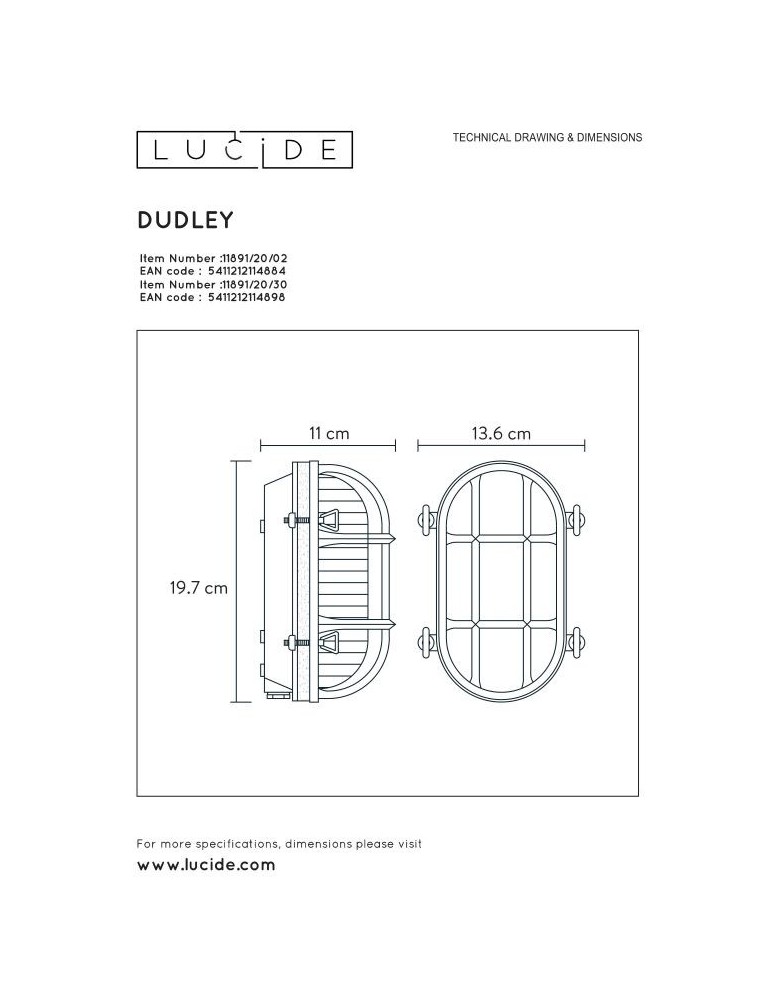 Lucide DUDLEY Ścienna Złoty Matowy/Mosiądz 1xE27 Styl Retro IP65 11891/20/02
