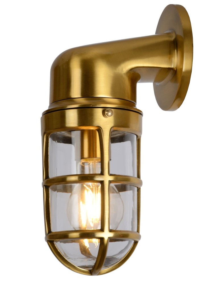 Kinkiety zewnętrzne - Lucide DUDLEY Ścienna Złoty Matowy/Mosiądz 1xE27 Styl Retro IP65 11892/01/02 - produkt kolory-swiatla.pl 1