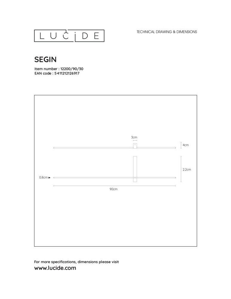 Lucide SEGIN Ścienna Czarny 1xLED Styl Nowoczesny 12200/90/30
