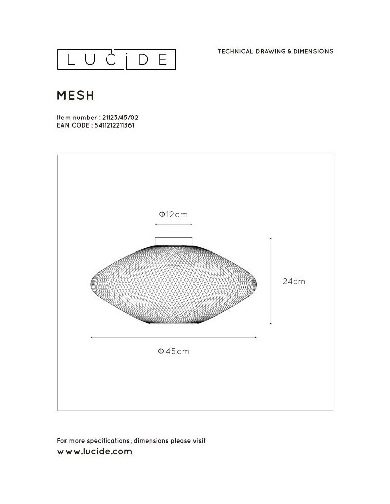 Lucide MESH Sufitowa Natynkowa Złoty Matowy/Mosiądz 1xE27 Styl Nowoczesny 21123/45/02