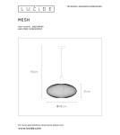 Lampy wiszące - Lucide MESH Wisząca Czarny 1xE27 Styl Nowoczesny 21423/45/30 - produkt 7