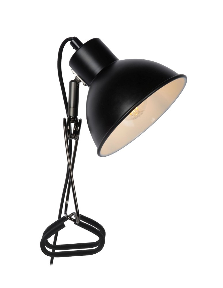 Lucide MOYS Biurkowa z Uchwytem Czarny 1xE27 Styl Retro 45987/01/30