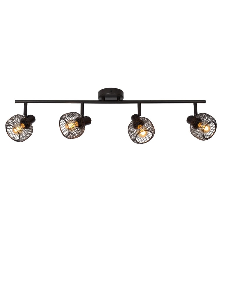 Lampy sufitowe reflektory - Lucide MAREN Reflektor Sufitowy Czarny 4xE14 Styl Retro 77978/04/30 - produkt kolory-swiatla.pl 1