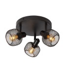 Lampy sufitowe reflektory - Lucide MAREN Reflektor Sufitowy Czarny 3xE14 Styl Retro 77978/13/30 - produkt 1