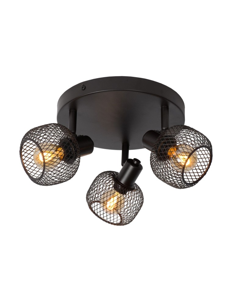 Lucide MAREN Reflektor Sufitowy Czarny 3xE14 Styl Retro 77978/13/30