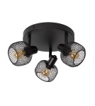Lampy sufitowe reflektory - Lucide MAREN Reflektor Sufitowy Czarny 3xE14 Styl Retro 77978/13/30 - produkt 2