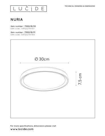 Lucide NURIA Sufitowa Natynkowa Biały 1xLED Styl Nowoczesny 79182/18/31 - produkt 2