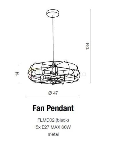 Azzardo FAN PENDANT 5xE27 Wisząca Czarny AZ2532 - produkt 2