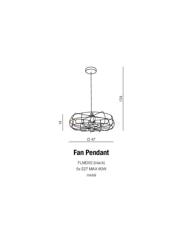 Lampy wiszące - Azzardo FAN PENDANT 5xE27 Wisząca Czarny AZ2532 - produkt kolory-swiatla.pl 2