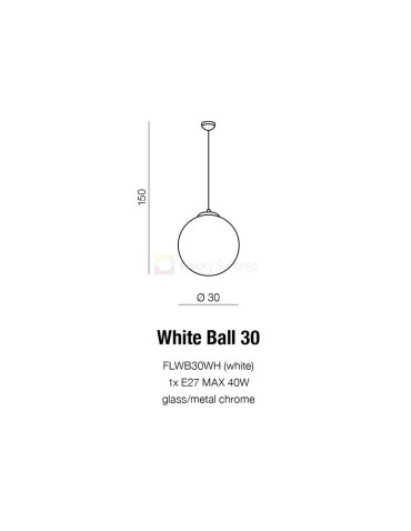 Azzardo WHITE BALL 30 1xE27 Wisząca Biały AZ2516 - produkt 2