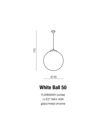 Azzardo WHITE BALL 50 1xE27 Wisząca Biały AZ1329 - produkt 2