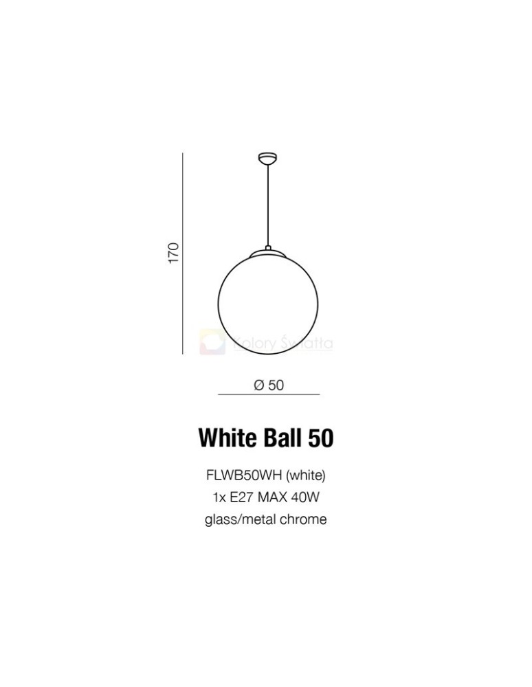 Azzardo WHITE BALL 50 1xE27 Wisząca Biały AZ1329