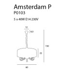 Żyrandole z abażurem - Maxlight Lampa Wisząca Amsterdam 60 cm P0103 - produkt 7