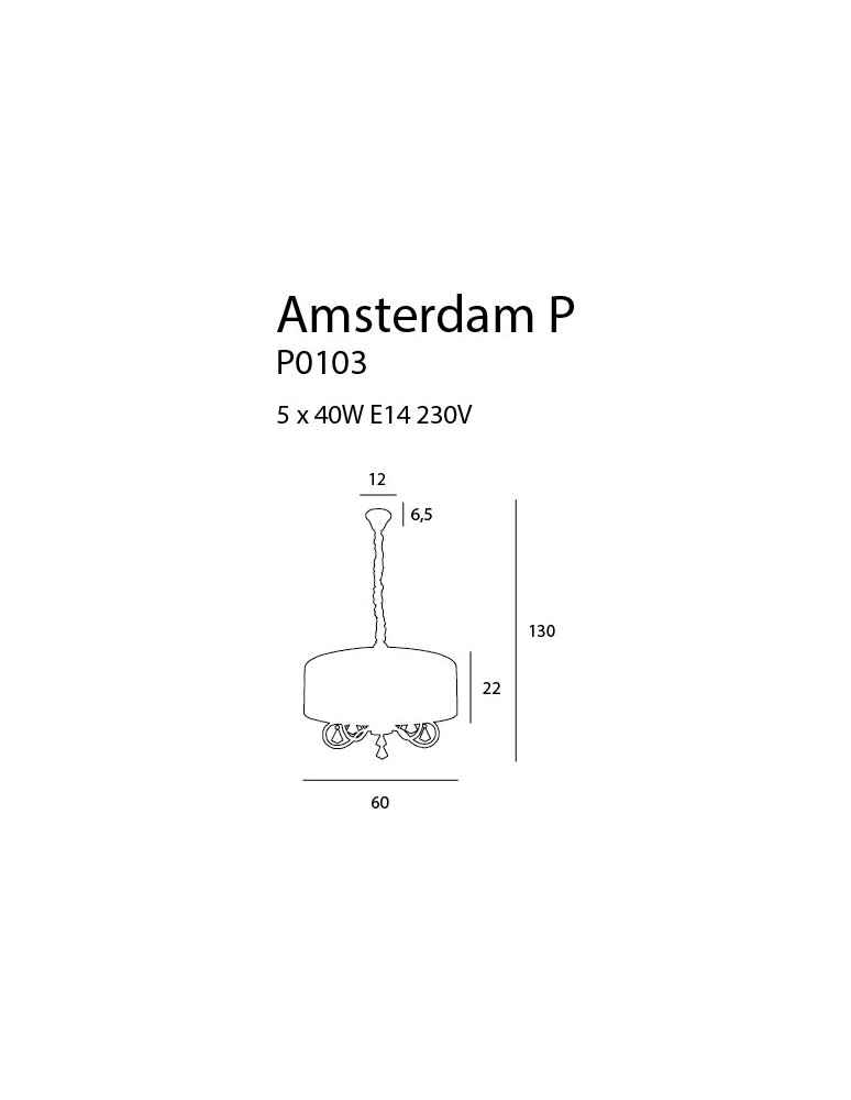 Maxlight Lampa Wisząca Amsterdam 60 cm P0103