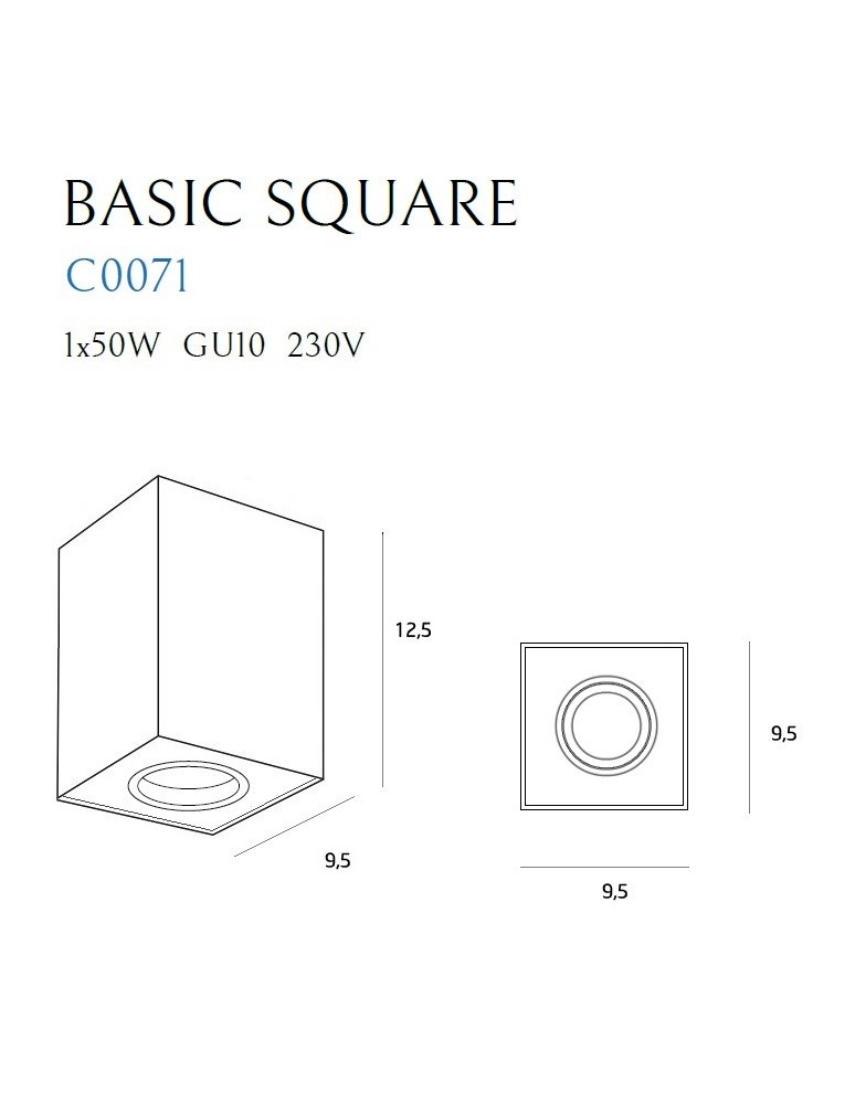 Maxlight Lampa Sufitowa Basic Square Black C0071
