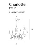 Żyrandole z abażurem - Maxlight Lampa Wisząca Charlotte 75 cm P0110 - produkt 6