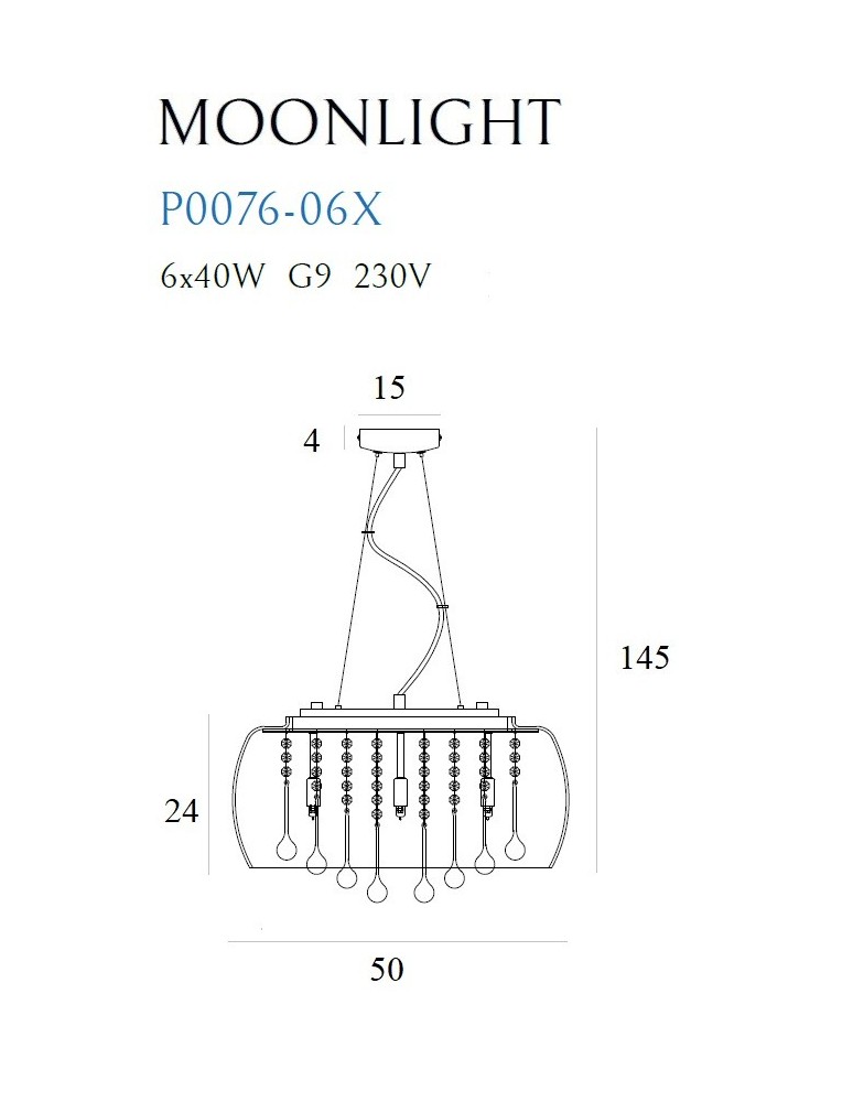 Lampy wiszące glamour - Maxlight Moonlight Wisząca Duża P0076-06X - product kolory-swiatla.pl 4
