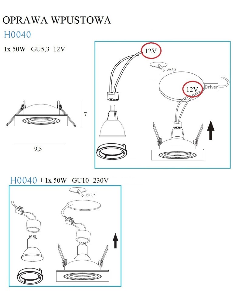 Maxlight Oprawa Wpustowa Fine Kwadratowa Metal Szczotkowany H0040