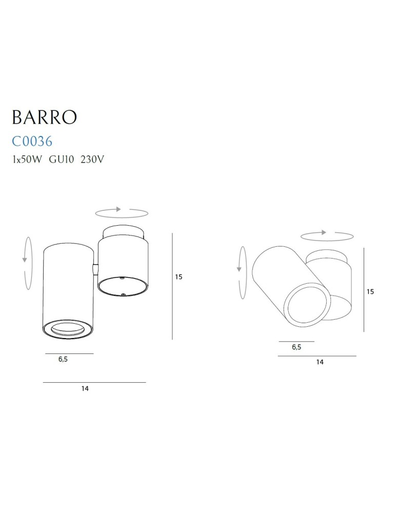 Reflektory sufitowe - Maxlight Lampa Sufitowa Barro I Biała C0036 - product kolory-swiatla.pl 4