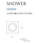 Lampy podtynkowe hermetyczne - Maxlight Oprawa Wpustowa Shower IP54 H0004 - product 2