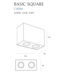 Oprawy sufitowe na wymienne źródło światła - Maxlight Lampa Sufitowa Basic Square Biała Podwójna C0088 - product 4