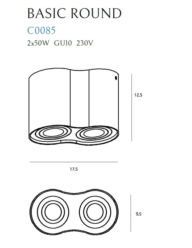 Maxlight Lampa Sufitowa Basic Round Biała Podwójna C0085