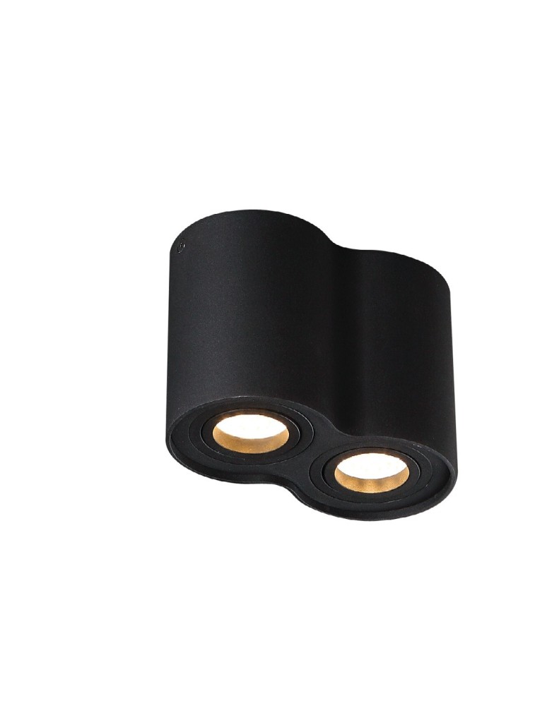 Oprawy sufitowe na wymienne źródło światła - Maxlight Lampa Sufitowa Basic Round Czarna Podwójna C0086 - produkt kolory-swiatla.pl 1