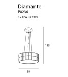 Lampy wiszące - Maxlight Lampa Wisząca Diamante Mała 38 cm P0236 - product 4
