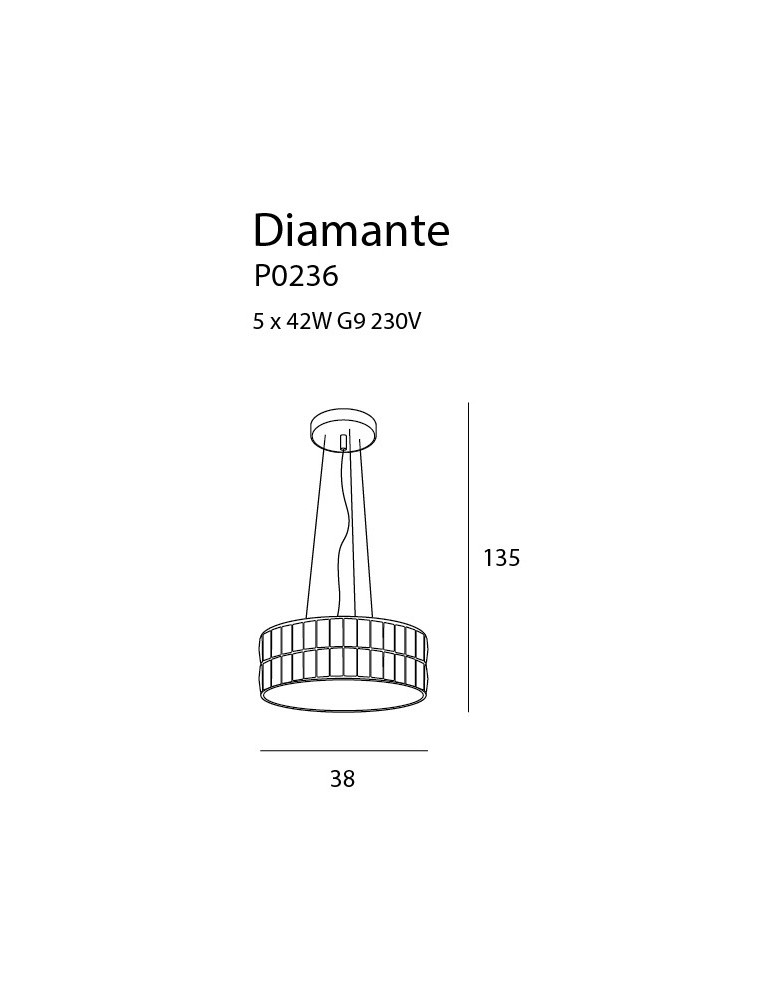 Maxlight Lampa Wisząca Diamante Mała 38 cm P0236