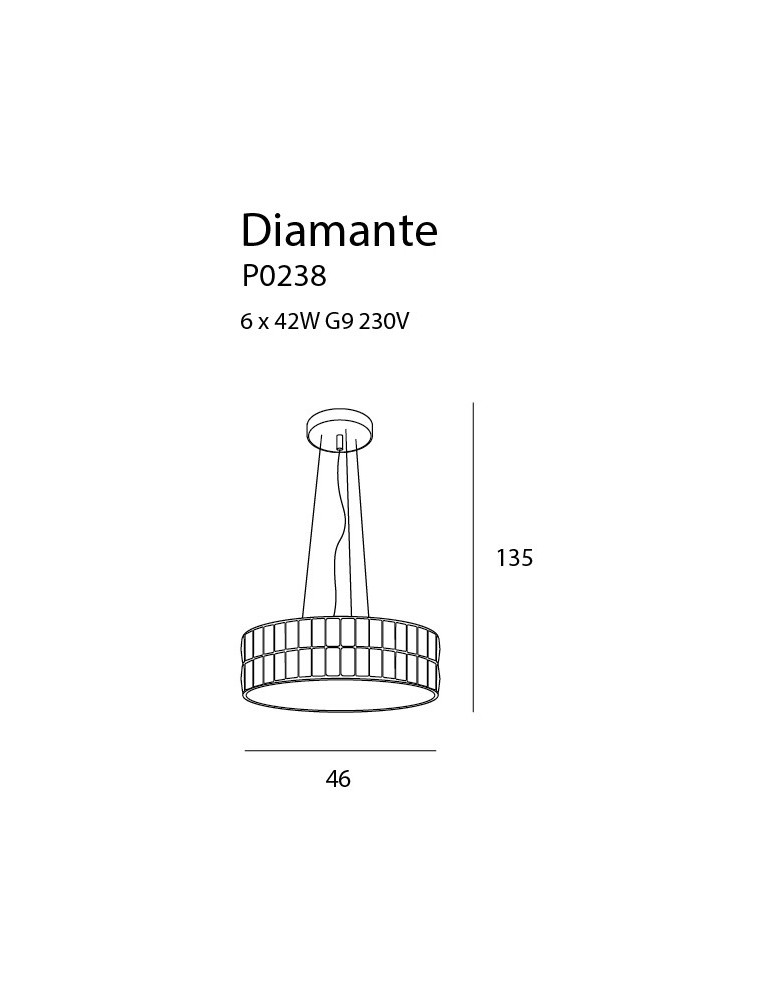 Maxlight Lampa Wisząca Diamante Duża 46 cm P0238