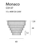 Lampy sufitowe z kryształami - Maxlight Plafon Monaco Ø 60 cm C0137 - produkt 3