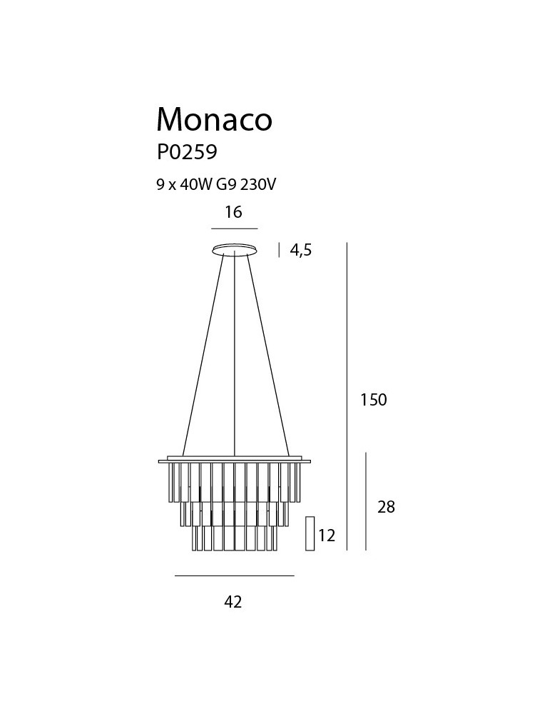 Maxlight Lampa Wisząca Monaco Ø 42 cm P0259
