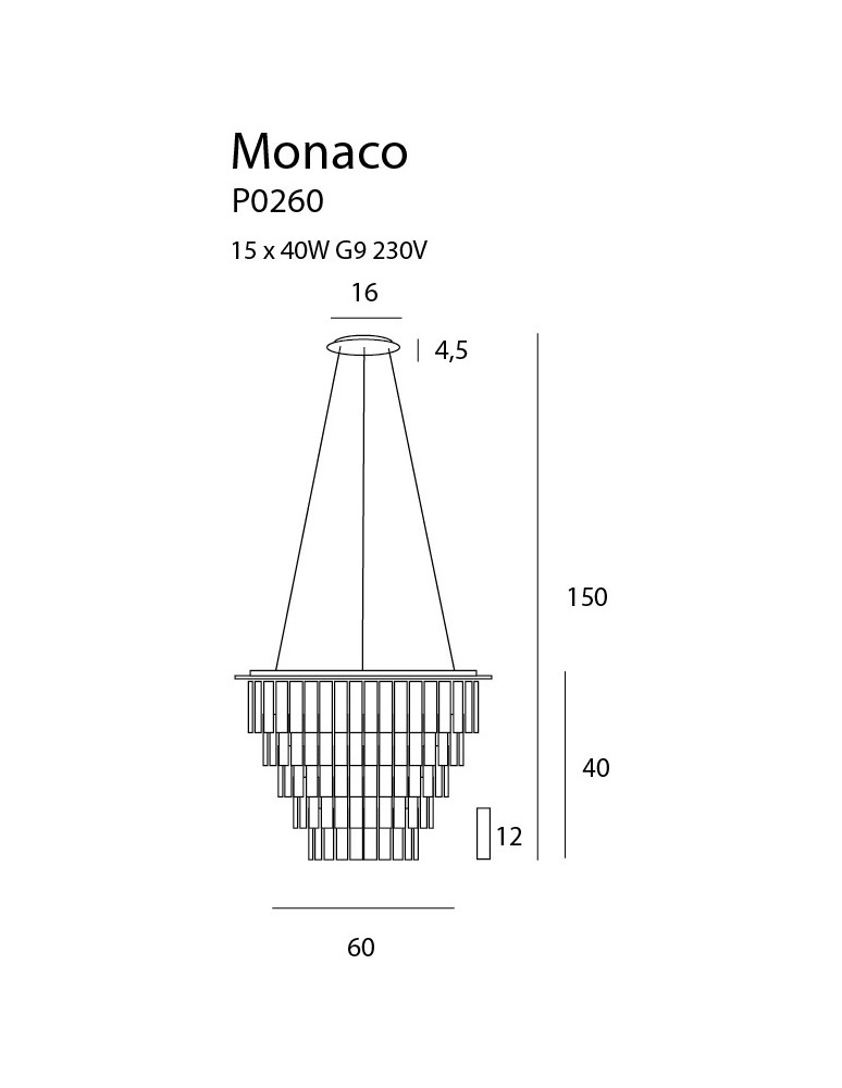 Maxlight Lampa Wisząca Monaco Ø 60 cm P0260