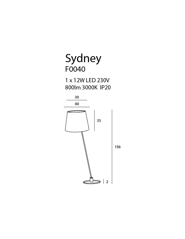 Lampy podłogowe LED - Maxlight Sydney Podłogowa 1x12W LED 800lm 3000K F0040 - produkt kolory-swiatla.pl 4