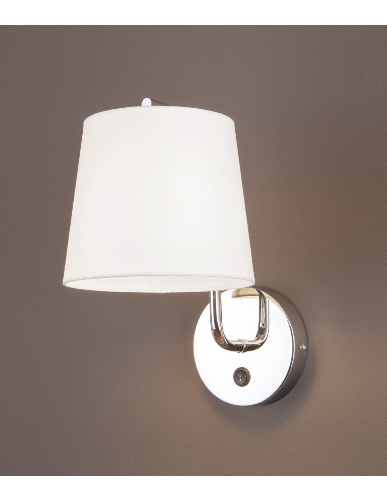 Maxlight Kinkiet Chicago Chrom + Biały Abażur W0195