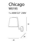 Kinkiety z abażurem - Maxlight Kinkiet Chicago Chrom + Biały Abażur W0195 - produkt 3