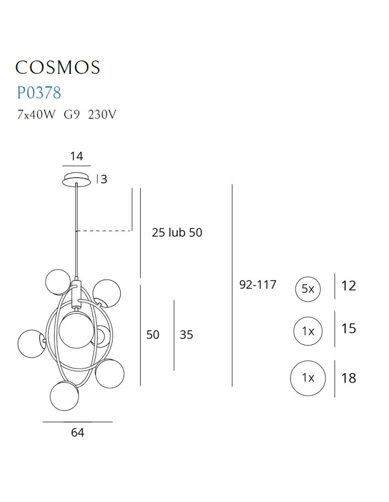 Maxlight Lampa Wisząca Cosmos P0378