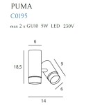 Lampy sufitowe reflektory - Maxlight Lampa Sufitowa Puma 1 GU10 C0195 - product 3