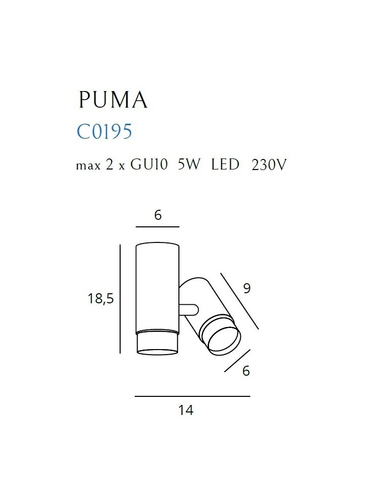 Maxlight Lampa Sufitowa Puma 1 GU10 C0195