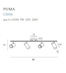 Lampy sufitowe reflektory - Maxlight Lampa Sufitowa Puma 4 GU10 C0196 - product 4