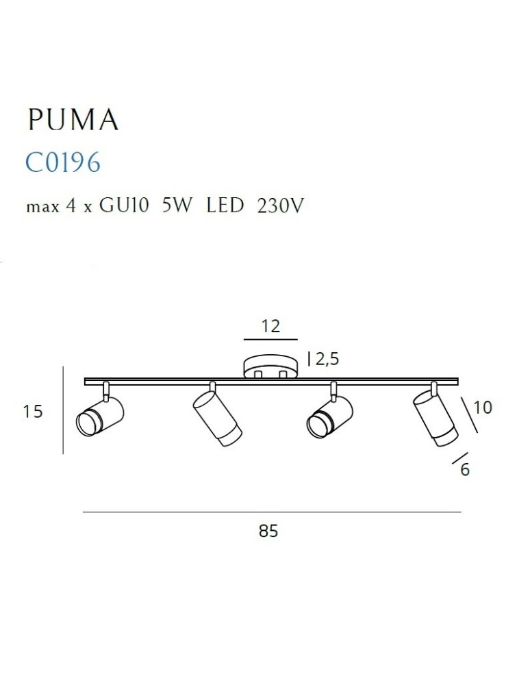 Maxlight Lampa Sufitowa Puma 4 GU10 C0196