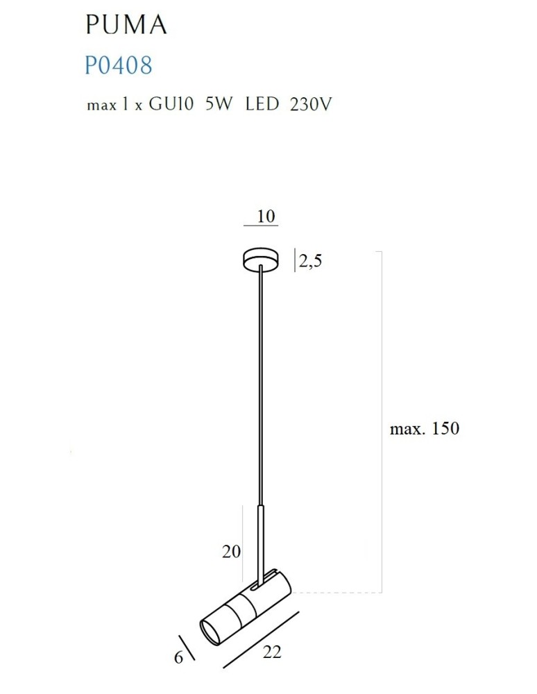 Maxlight Lampa Wisząca Puma 1 GU10 P0408