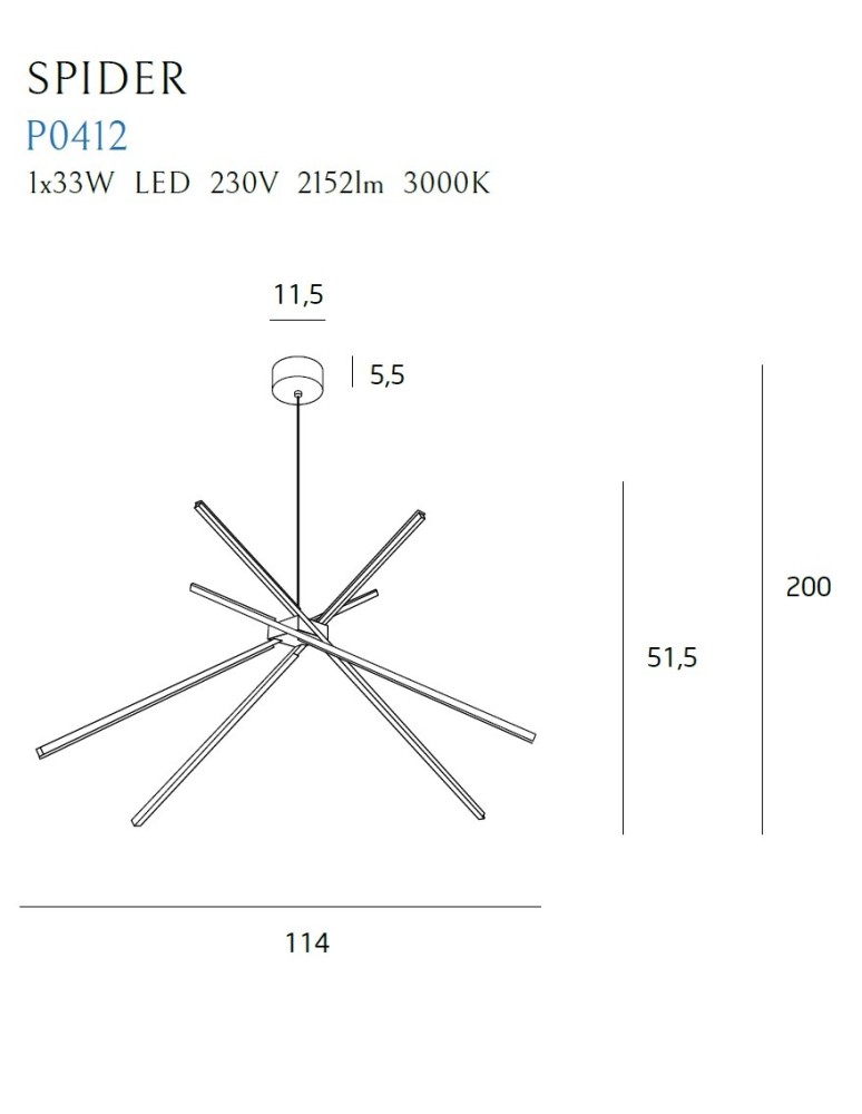 Maxlight Lampa Wisząca Spider Black P0412