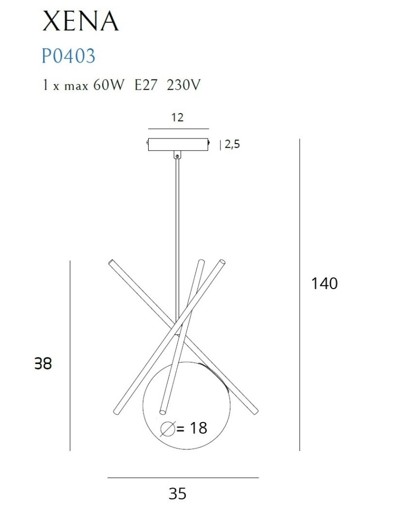 Maxlight Lampa Wisząca Xena P0403