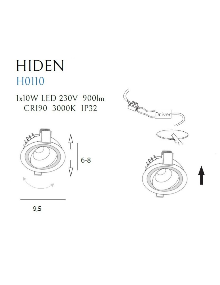 Maxlight Oprawa Wpustowa Hiden Czarna IP32 H0110