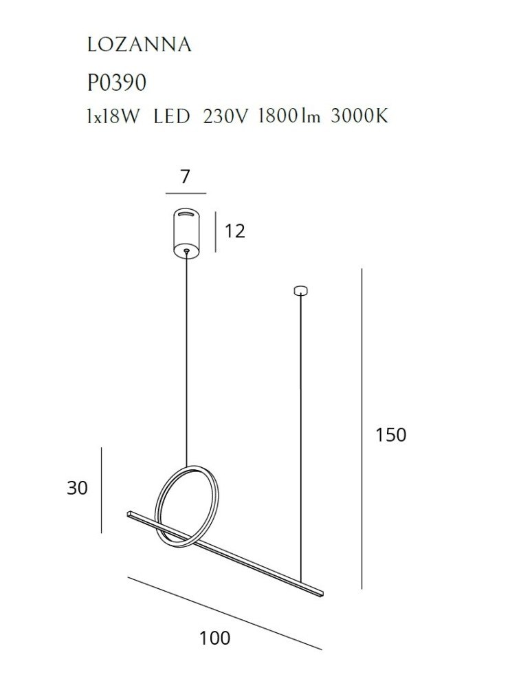 Maxlight Lampa Wisząca Lozanna 18W Złota P0390
