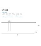 Kinkiety designerskie - Maxlight Kinkiet Sabre 91 cm Czarny IP23, Ściemnialny Z Włącznikiem Dotykowym w0283 - produkt 5