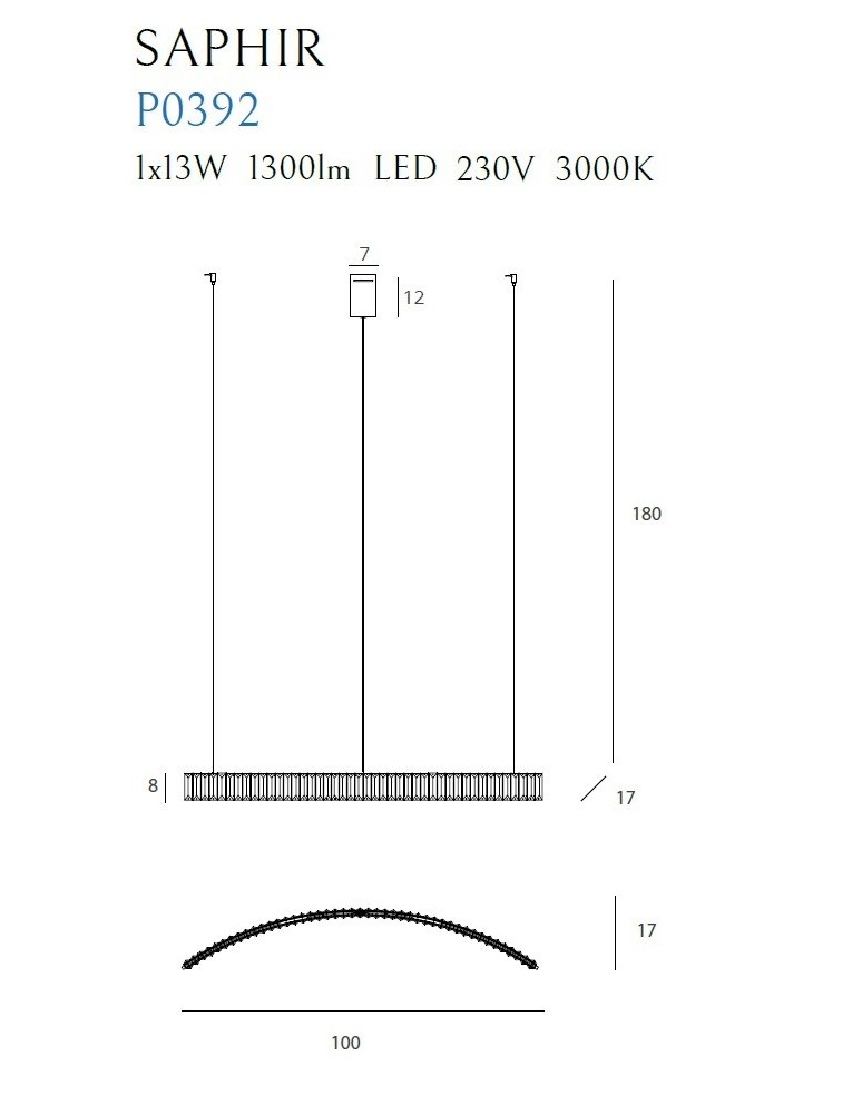Maxlight Lampa Wisząca Saphir 13W P0392