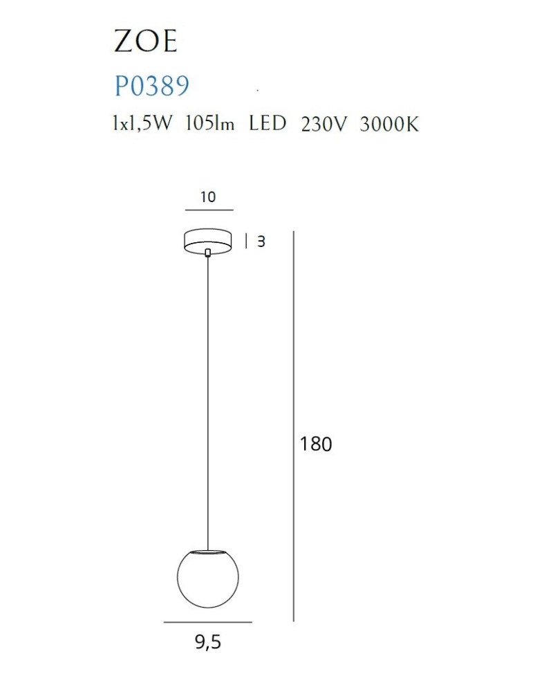 Maxlight Lampa Wisząca Zoe 1X1,5W Złota P0389