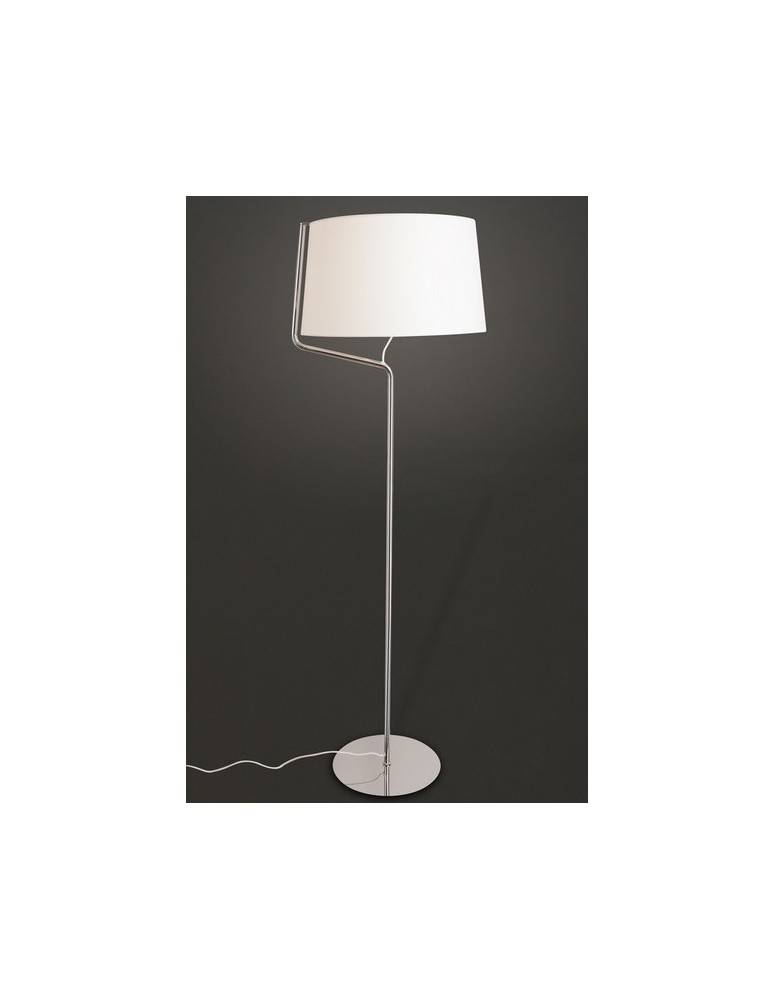 Lampy podłogowe z abażurem - Maxlight Lampa Podłogowa Chicago Chrom + Biały Abażur F0037 - produkt kolory-swiatla.pl 2